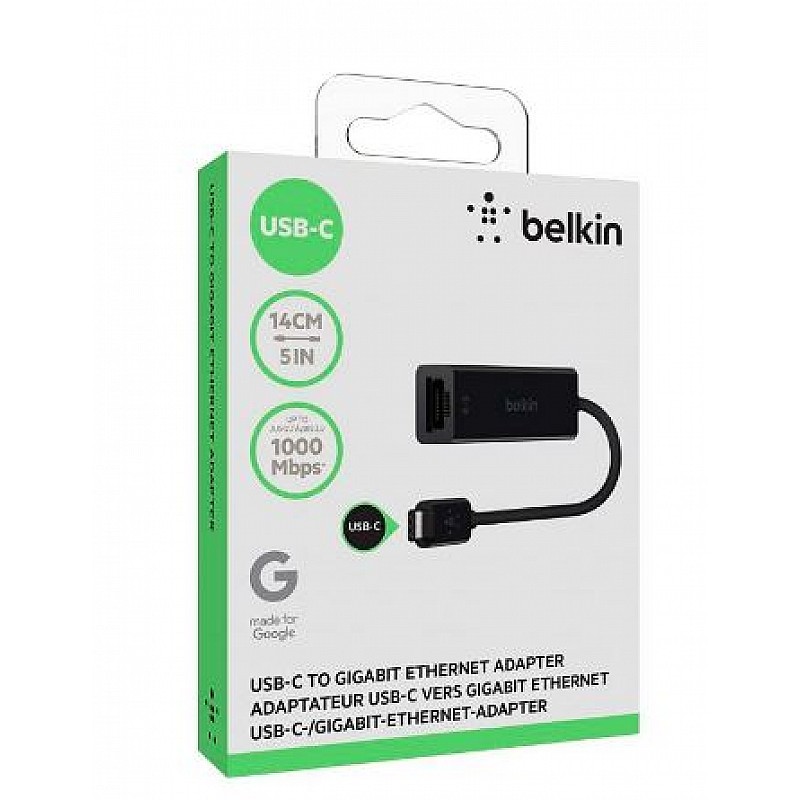 Belkin USB-IF Certified USB Type-C to Gigabit Ethernet Adapter (Black)