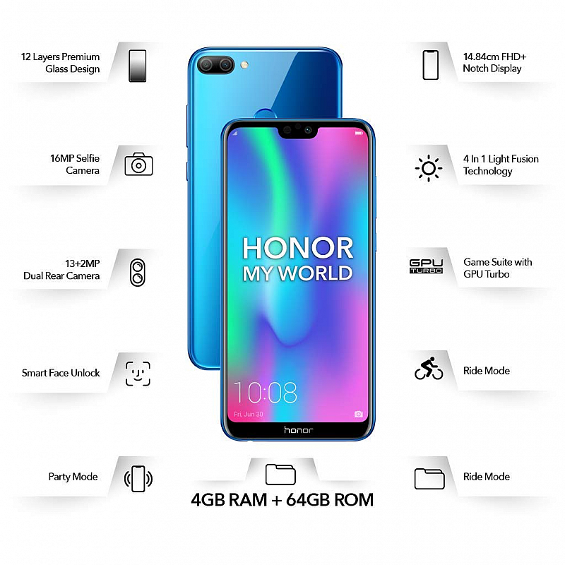 Honor 9N Blue, 4GB RAM, 128GB Storage refurbished