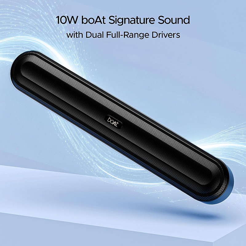 boAt Aavante Bar 490 10W Signature Sound, Dual Full-Range Drivers,7 HRS Battery, Built-in Mic,2.0 CH, TWS Feature,Multi Connect, Bluetooth Sound Bar, Soundbar Speaker (Classic Black)