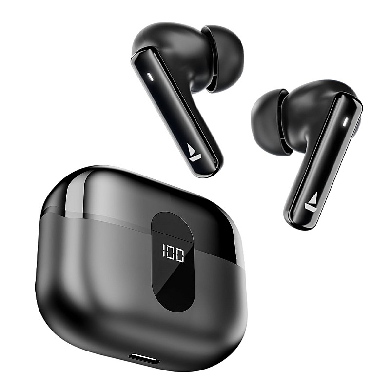 boAt Airdopes 121 Pro Plus, 100HRS Battery, 4Mics ENx, 50ms Low Latency, Fast Charge, LED Display, IPX5, v5.3 Bluetooth in Ear Earbuds, TWS Ear Buds Wireless Earphones with mic (Black)