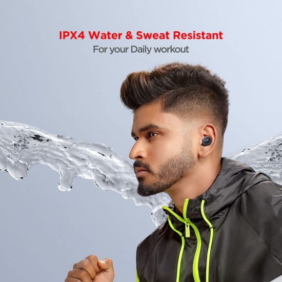 boAt Airdopes 171 True Wireless Earbuds with Upto 13 Hours Battery, IPX4, Bluetooth V5.0, Voice Assistant and Dual Tone Finish with Mic(Active Black)