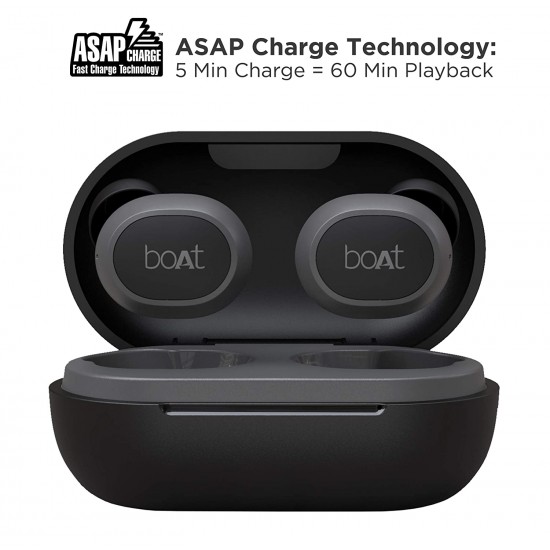 boAt Airdopes 171 TWE with Upto 13 Hours Battery, IPX4, BT V5.0, Voice Assistant and Dual Tone Finish with Mic(Active Black) (Renewed)