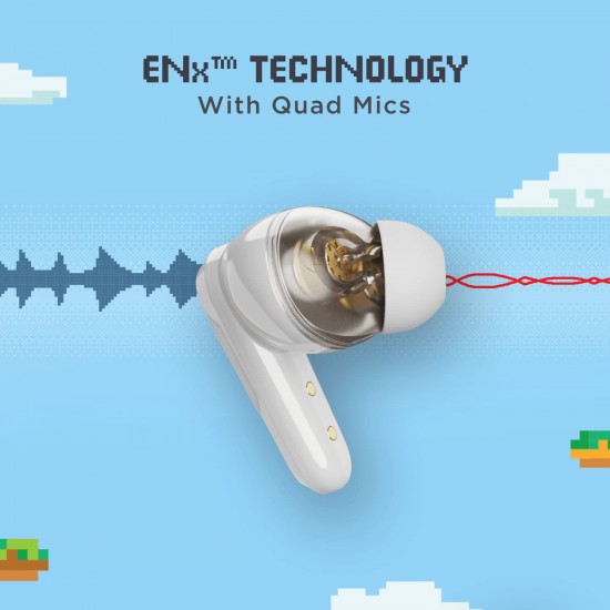boAt Airdopes 191G True Wireless Earbuds with Quad Mics, for Gaming, 2x6mm Dual Drivers, 30H Playtime (White Siberia)