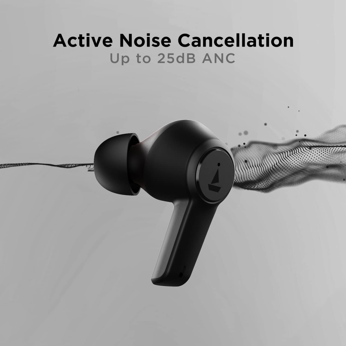 boAt Airdopes 413ANC True Wireless Earbuds with Hybrid boAt Signature Sound, Touch Gesture, 20 Hours Playback Black