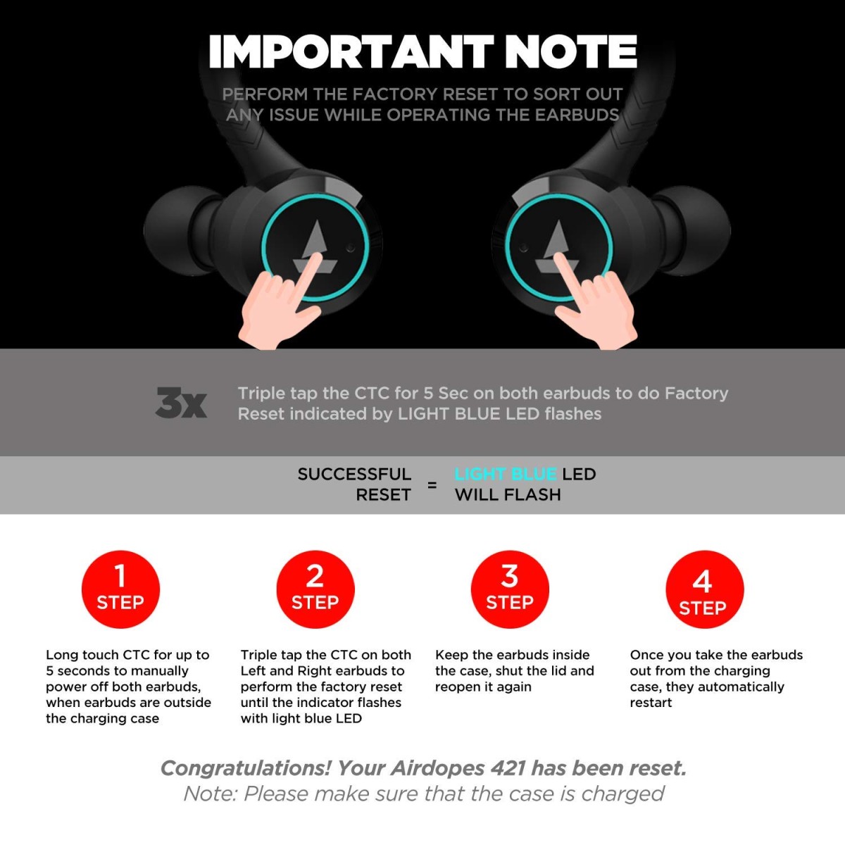 boAt Airdopes 421 Truly Wireless Bluetooth in Ear Earbuds with Mic (Active Black)