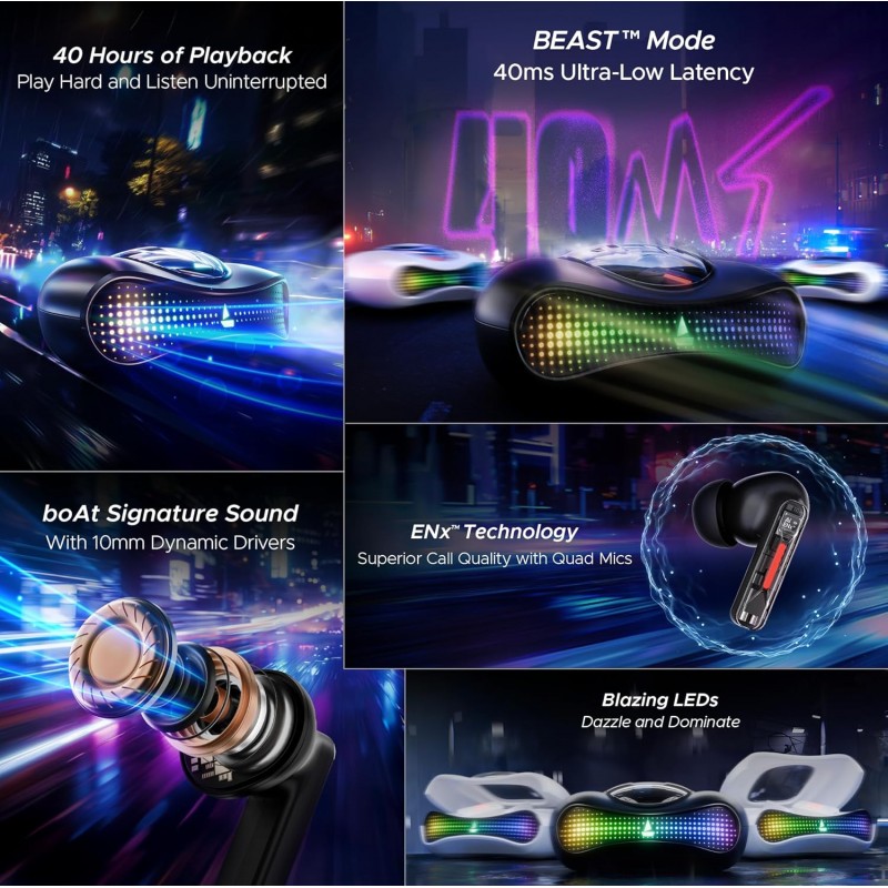 boAt Airdopes Drift TWS in Ear Earbuds, 40hrs Playback, Beast Mode(40ms Latency), 4 Mics with ENx, Car-Shaped ID with RGB LEDs, ASAP Charge, IWP Tech, BT v5.4 & IPX4 Resistance boAt Airdopes Drift TWS in Ear Earbuds, 40hrs Playback, Beast Mode(40ms Latency), 4 Mics with ENx, Car-Shaped ID with RGB LEDs, ASAP Charge, IWP Tech, BT v5.4 & IPX4 Resistance