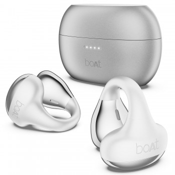 boAt Airdopes Loop in Ear Earbuds Bluetooth W/Clip-On Fit, Air Conduction Tech, 50HRS Battery, 4Mics Enx, Dual EQ Modes, 12Mm Drivers, 40Ms Latency, ASAP Charge, OWS Ear Buds Earphones