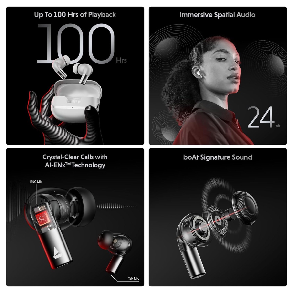 boAt Airdopes Ultra Pro (2025 Launch), 100Hrs Battery, Dual Pairing, Spatial Audio,App Support, Fast Charge,4Mics ENx, v5.3 Bluetooth Earbuds, TWS Ear Buds Wireless Earphones with mic (Gunmetal Black) boAt Airdopes Ultra Pro (2025 Launch), 100Hrs Battery, Dual Pairing, Spatial Audio,App Support, Fast Charge,4Mics ENx, v5.3 Bluetooth Earbuds, TWS Ear Buds Wireless Earphones with mic (Gunmetal Black)