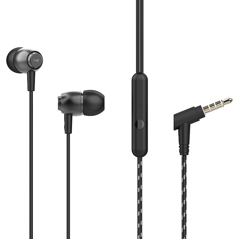 boAt BassHeads 182 Wired in Ear Earphone with Mic (Black)