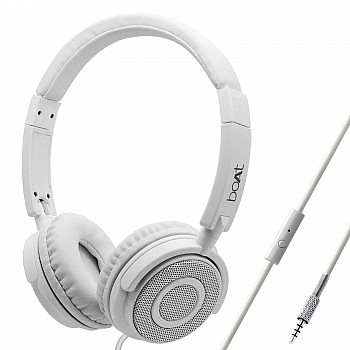 boAt Bassheads 900 Wired On Ear Headphones with Mic (Pearl White)