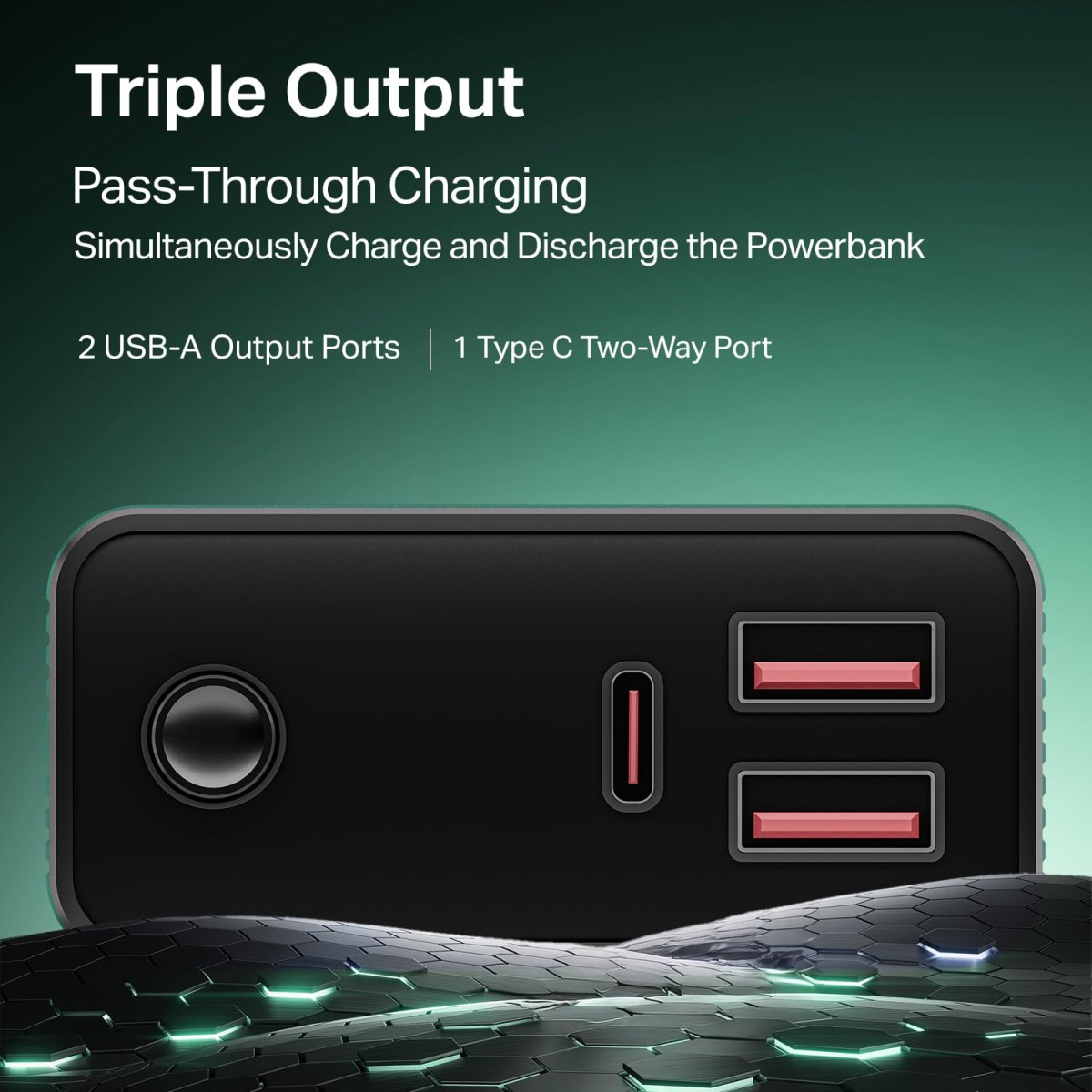 boAt Energyshroom Energyshroom PB400 Pro 20000 mAh 22.5W Pocket Size, Compact Power Bank, Fast Charging (2X Output Ports, Supports Android, iPhone, Tablets, Earbuds, etc.) (Emerald Green)