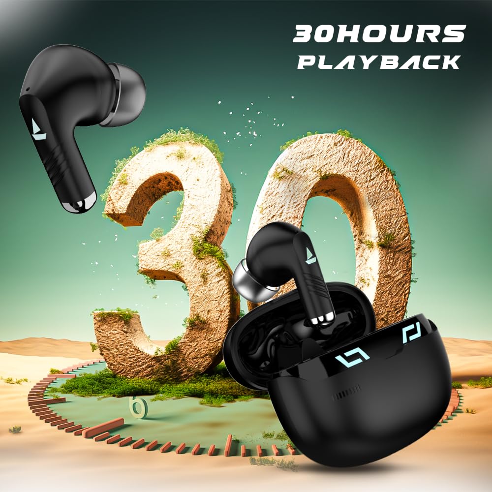 boAt Immortal 101 TWS Earbuds with Beastᵀᴹ Mode(40ms Low Latency), 30 HRS Playtime, Blazing LEDs, Quad Mics with ENx Tech, ASAP Charge & BTv5.3(Black Sabre)
