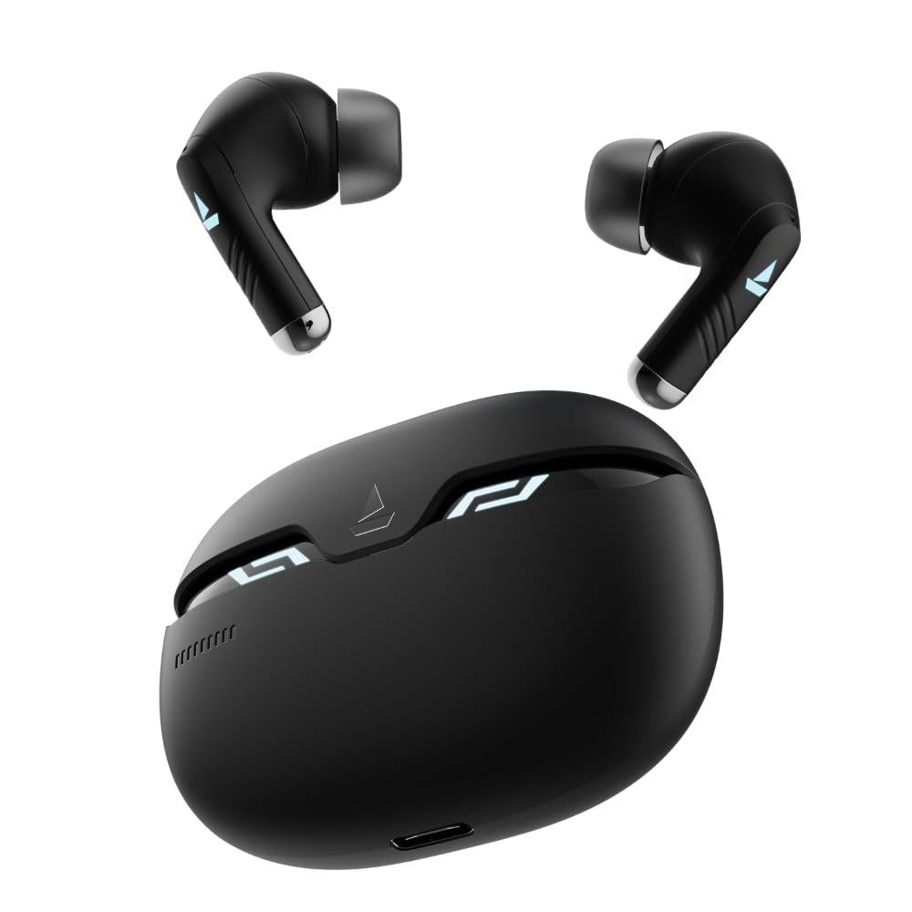 boAt Immortal 101 TWS Earbuds with Beastᵀᴹ Mode(40ms Low Latency), 30 HRS Playtime, Blazing LEDs, Quad Mics with ENx Tech, ASAP Charge & BTv5.3(Black Sabre)