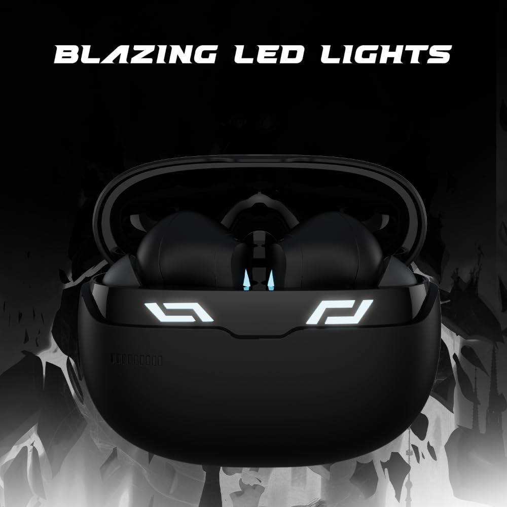 boAt Immortal 101 TWS Earbuds with Beastᵀᴹ Mode(40ms Low Latency), 30 HRS Playtime, Blazing LEDs, Quad Mics with ENx Tech, ASAP Charge & BTv5.3(Black Sabre)