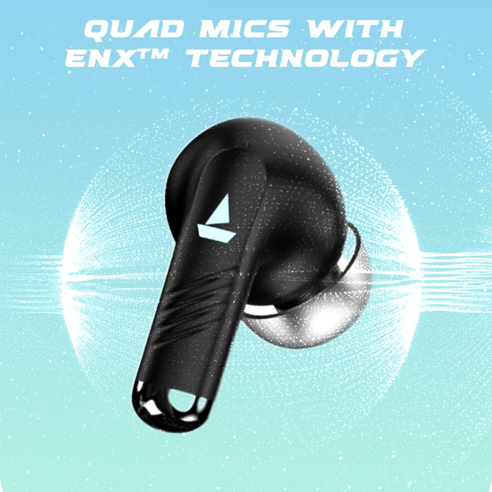 boAt Immortal 101 TWS Earbuds with Beastᵀᴹ Mode(40ms Low Latency), 30 HRS Playtime, Blazing LEDs, Quad Mics with ENx Tech, ASAP Charge & BTv5.3(Black Sabre)
