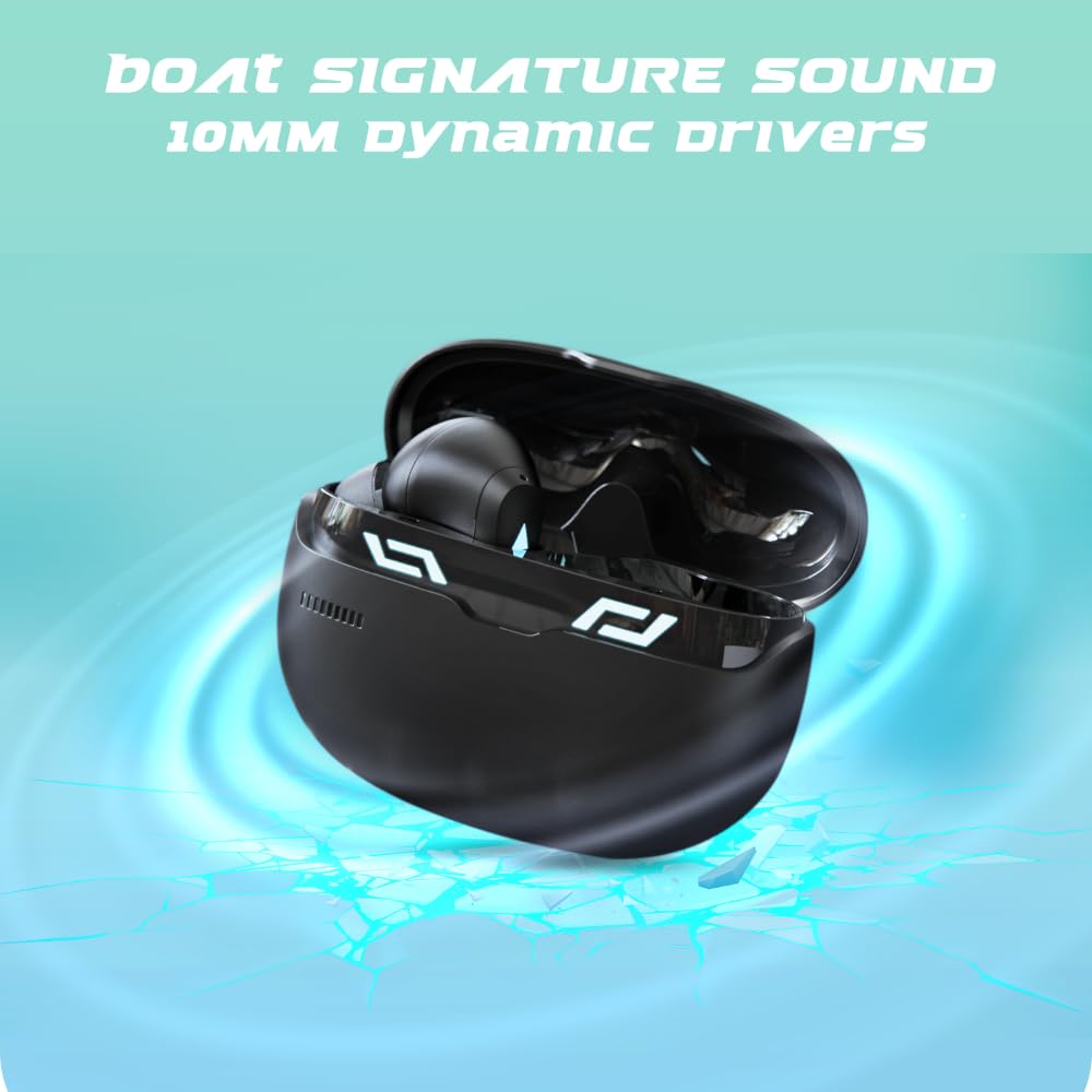 boAt Immortal 101 TWS Earbuds with Beastᵀᴹ Mode(40ms Low Latency), 30 HRS Playtime, Blazing LEDs, Quad Mics with ENx Tech, ASAP Charge & BTv5.3(Black Sabre)