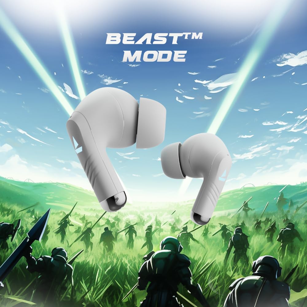 boAt Immortal 101 TWS Earbuds with Beastᵀᴹ Mode(40ms Low Latency), 30 HRS Playtime, Blazing LEDs, Quad Mics with ENx Tech, ASAP Charge & BTv5.3(Black Sabre)