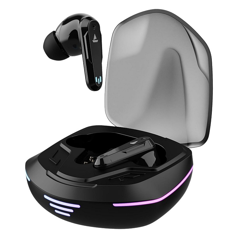 boAt Immortal 181, 40HRS Battery, 4Mics ENx, 40ms Low Latency, RGB Led Lights, Fast Charge, IWP Tech, v5.3 Bluetooth Earbuds, TWS Ear Buds Wireless Earphones with mic, Gaming Earbuds (Black Sabre)