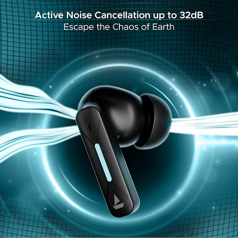 boAt Immortal Airspeed Pro Truly Wireless in- Ear Earbuds w/ 32dB ANC, Beast™ Mode with 40ms Latency, 40hrs Playback, 4 Mics with ENx™, Premium ID w/LEDs & ASAP™ Charge(Black Sabre)