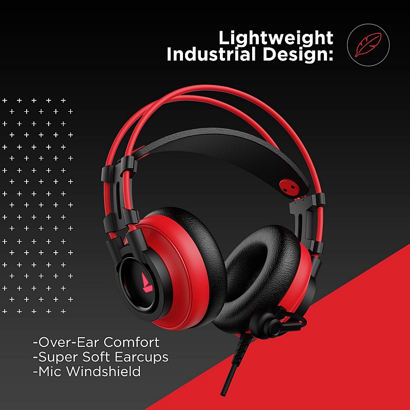 boAt Immortal-IM-200-(7.1) Wired Channel USB Gaming Headphone with RGB Breathing LEDs 50mm Drivers Raging (Red)