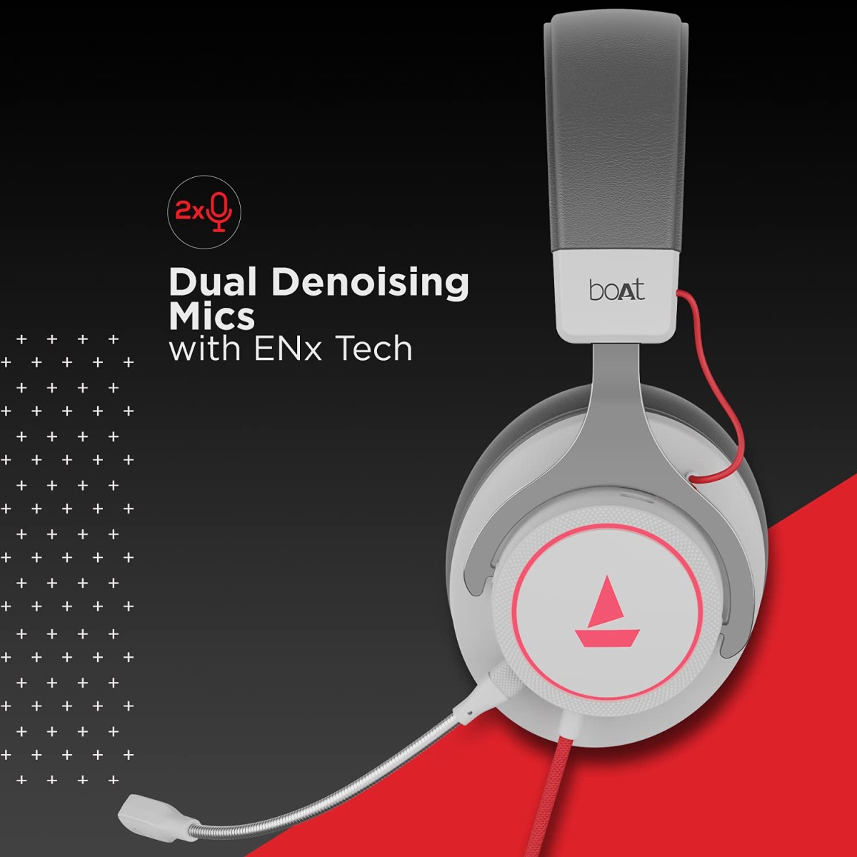 boAt Immortal IM1000D Dual Channel Wired Gaming Headphones with Dolby White Sabre