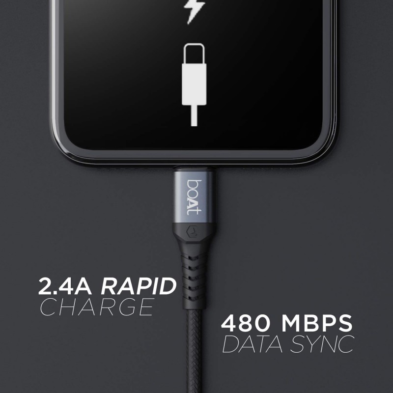 boAt LTG 500 Apple MFI Certified for iPhone, iPad and iPod 2Mtr Data Cable(Space Grey) boAt LTG 500 Apple MFI Certified for iPhone, iPad and iPod 2Mtr Data Cable(Space Grey)