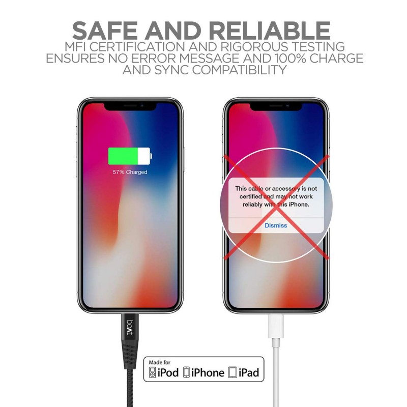 boAt LTG 600 Type C to Lightning Cable 1.2m (Black) boAt LTG 600 Type C to Lightning Cable 1.2m (Black)