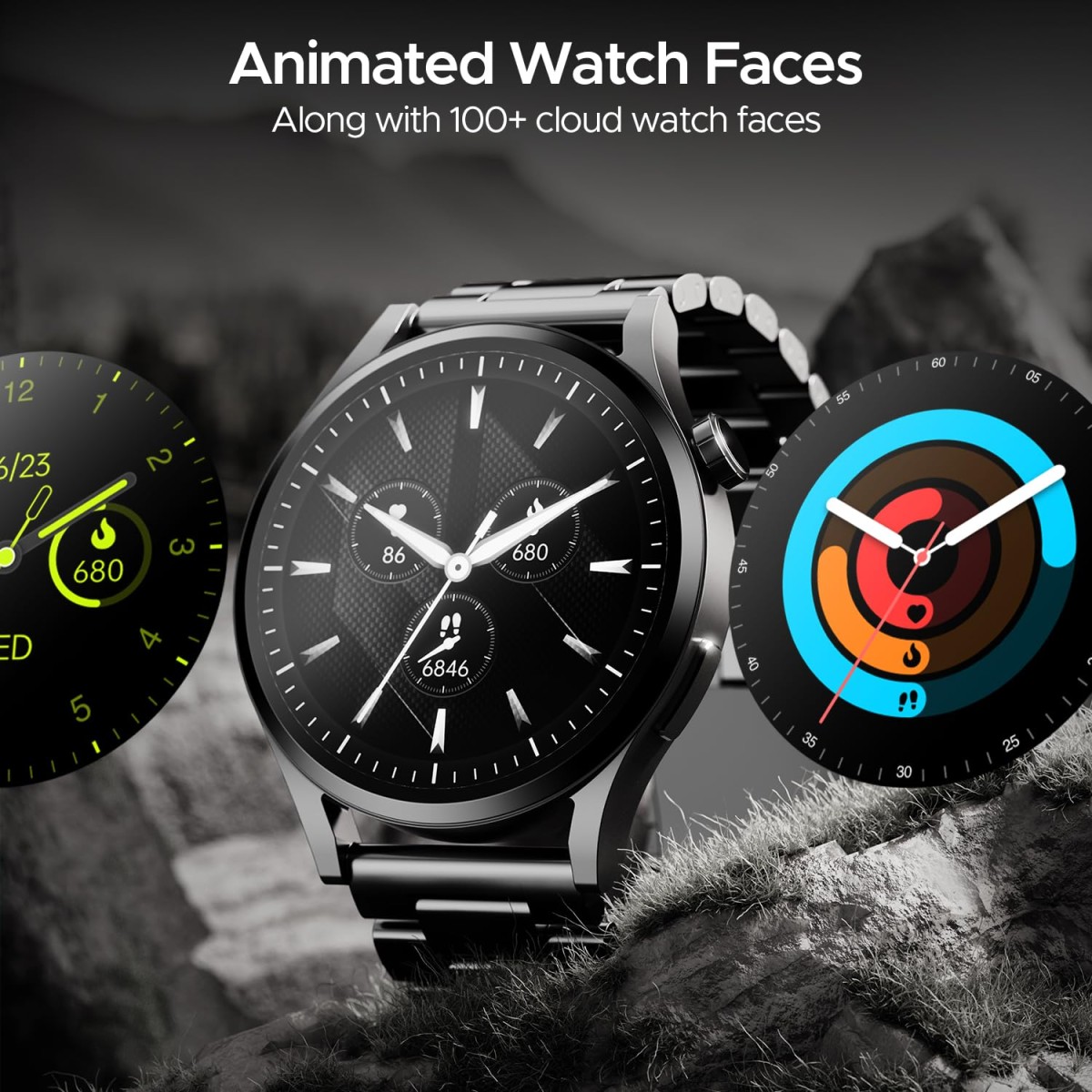 boAt Lunar Embrace w/Vibrant 1.51" (3.8 cm) AMOLED Display,Premium Metal Design, Functional Crown, 100+ Sports Mode, Animated Watch Faces, Built-in Games, Smart Watch for Men & Women(Steel Grey)