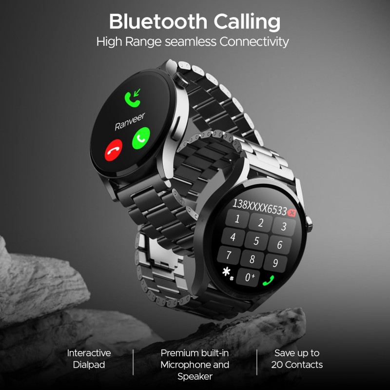 boAt Lunar Embrace w/Vibrant 1.51" (3.8 cm) AMOLED Display,Premium Metal Design, Functional Crown, 100+ Sports Mode, Animated Watch Faces, Built-in Games, Smart Watch for Men & Women(Steel Grey) boAt Lunar Embrace w/Vibrant 1.51" (3.8 cm) AMOLED Display,Premium Metal Design, Functional Crown, 100+ Sports Mode, Animated Watch Faces, Built-in Games, Smart Watch for Men & Women(Steel Grey)