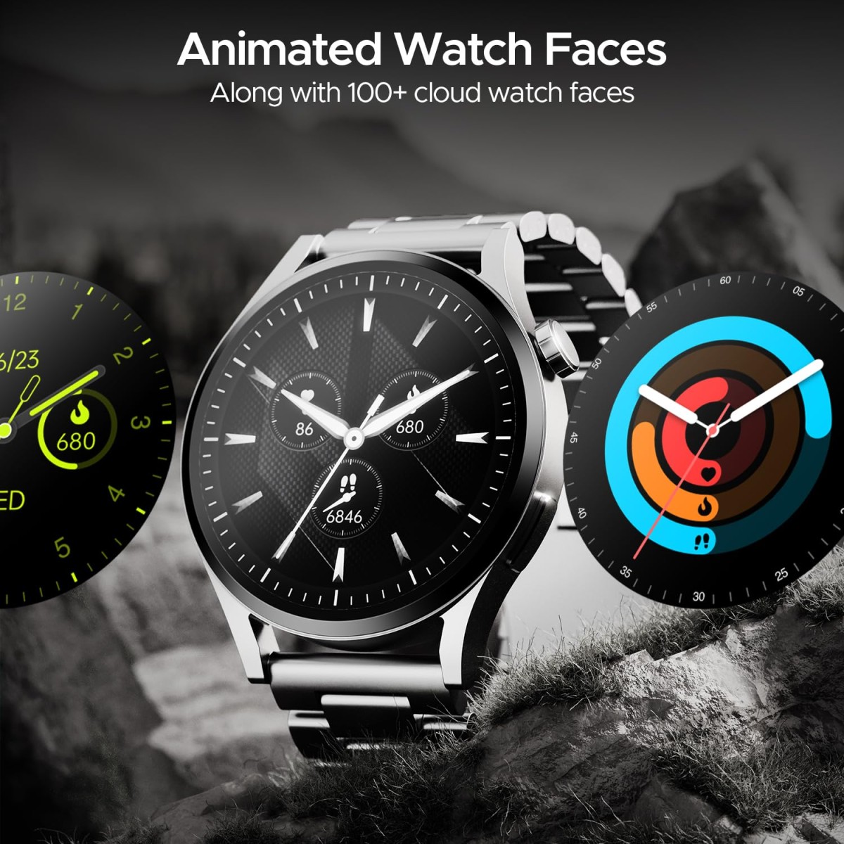 boAt Lunar Embrace w/Vibrant 1.51" (3.8 cm) AMOLED Display,Premium Metal Design, Functional Crown, 100+ Sports Mode, Animated Watch Faces, Built-in Games, Smart Watch for Men & Women(Steel Grey)