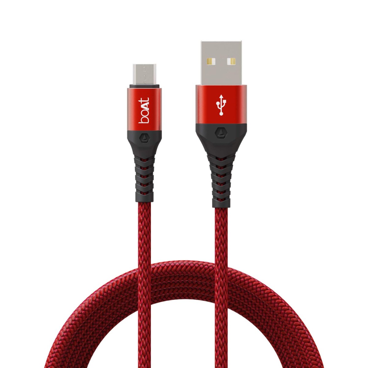 "boAt Micro USB 550 Cable | Stress-Resistant, Tangle-Free, 3A Fast Charging, 480Mbps Data Transfer – Martian Red"