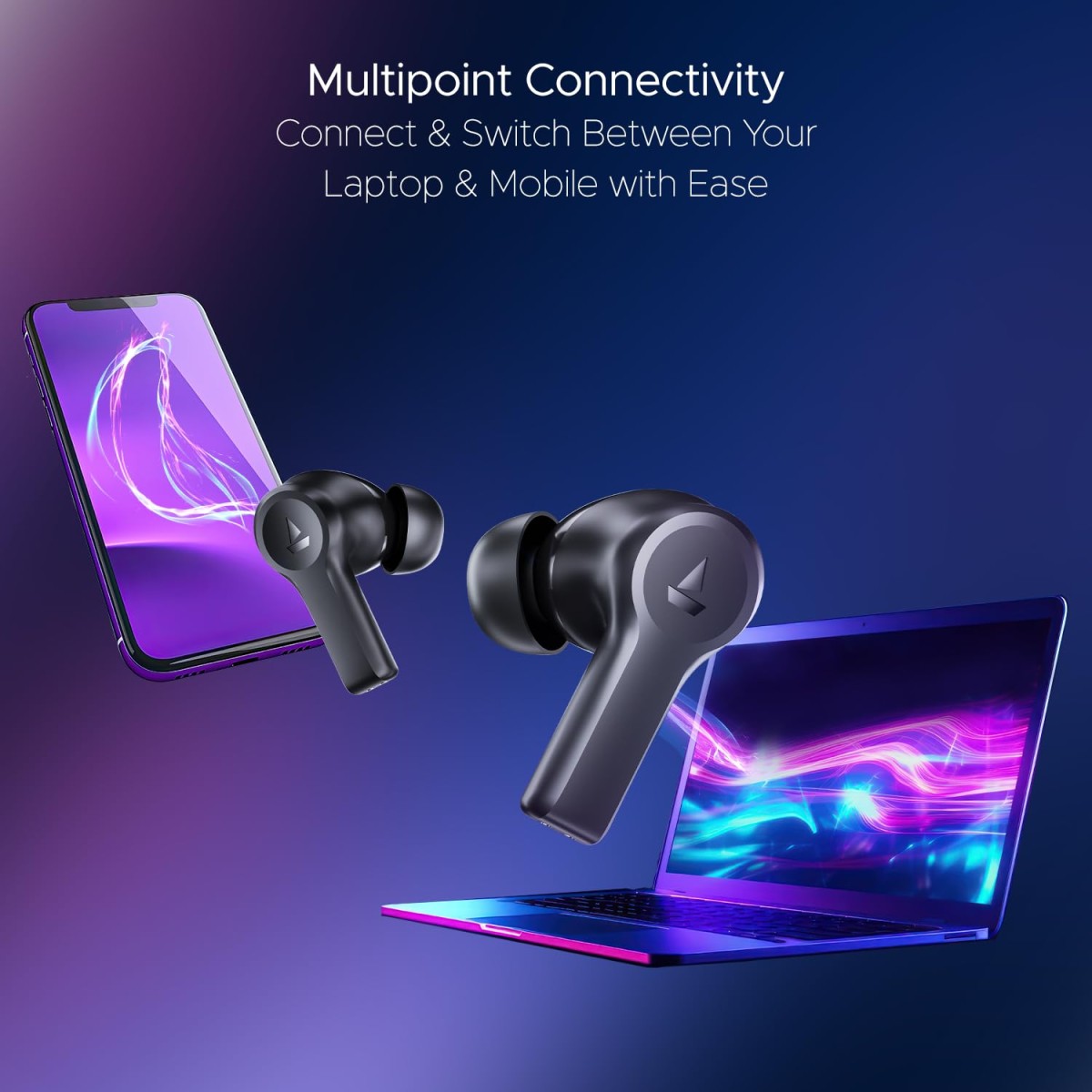 boAt Nirvana Lucid w/ 32 dB ANC, Multi-Point Connectivity, in-Ear Detection, 60HRS Playback, Hearables App, 4 Mics ENx, IPX5 Truly Wireless in Ear Earbuds, TWS Ear Buds