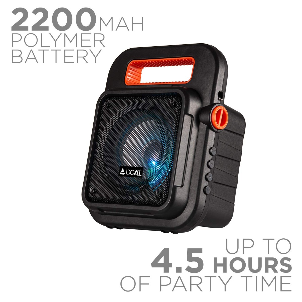 boAt PartyPal 23 Wireless Party Speaker, Party Sound (15W), BT 5.0/Aux/USB/Radio, Integrated Controls, Free Microphone for Recording and LED Lights (Black) boAt PartyPal 23 Wireless Party Speaker, Party Sound (15W), BT 5.0/Aux/USB/Radio, Integrated Controls, Free Microphone for Recording and LED Lights (Black)