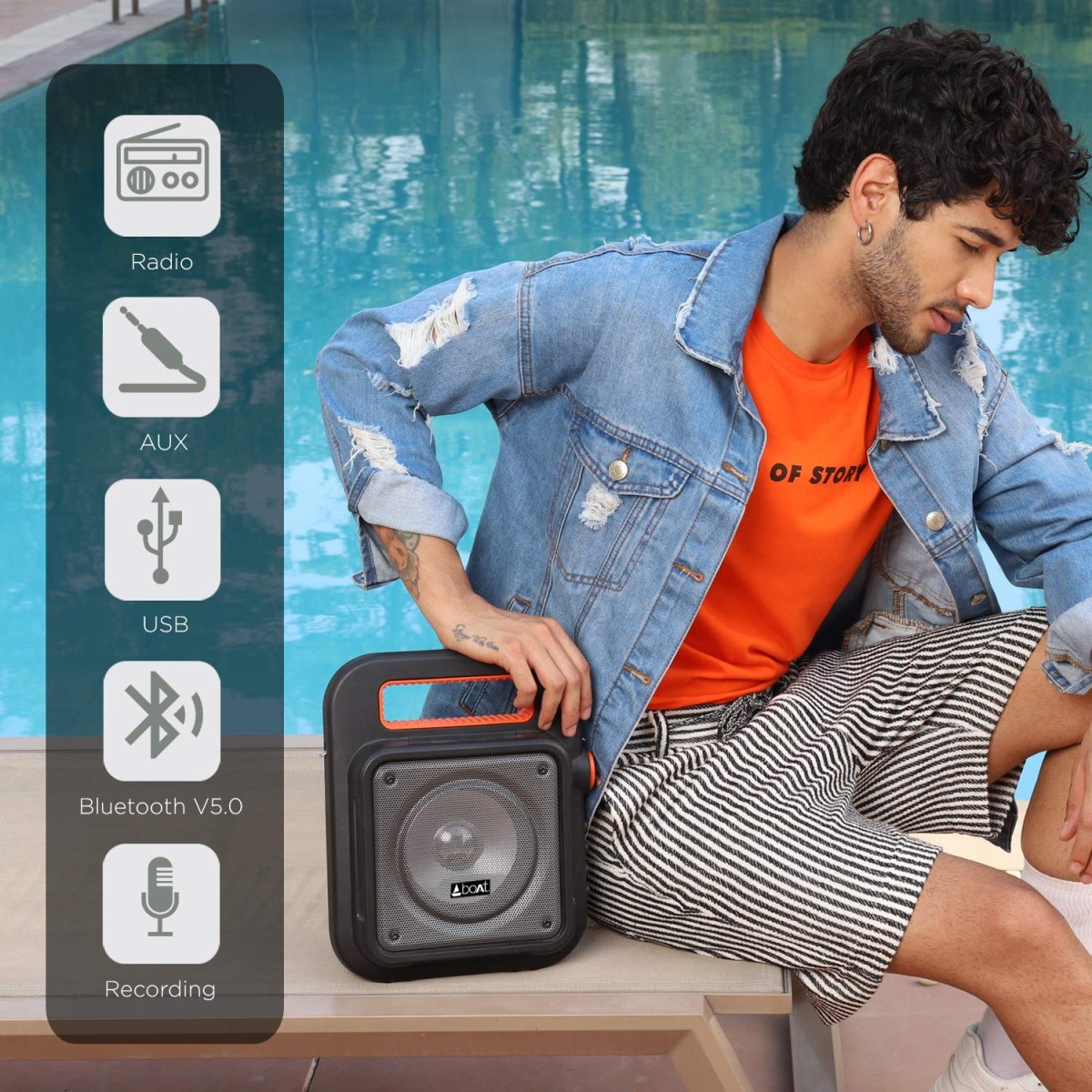 boAt PartyPal 23 Wireless Party Speaker, Party Sound (15W), BT 5.0/Aux/USB/Radio, Integrated Controls, Free Microphone for Recording and LED Lights (Black) boAt PartyPal 23 Wireless Party Speaker, Party Sound (15W), BT 5.0/Aux/USB/Radio, Integrated Controls, Free Microphone for Recording and LED Lights (Black)