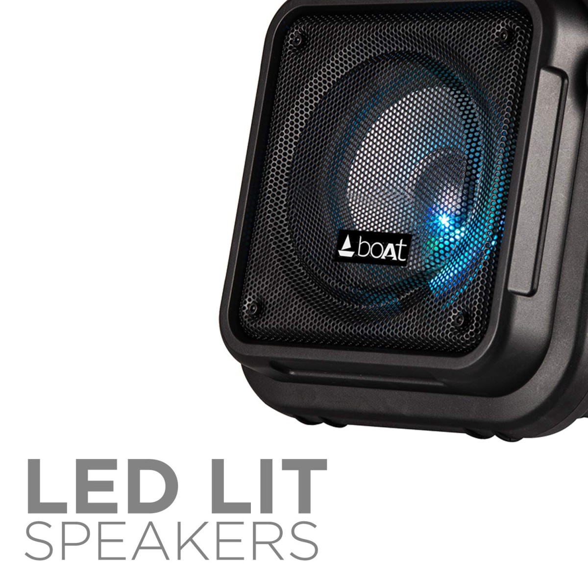 boAt PartyPal 23 Wireless Party Speaker, Party Sound (15W), BT 5.0/Aux/USB/Radio, Integrated Controls, Free Microphone for Recording and LED Lights (Black) boAt PartyPal 23 Wireless Party Speaker, Party Sound (15W), BT 5.0/Aux/USB/Radio, Integrated Controls, Free Microphone for Recording and LED Lights (Black)