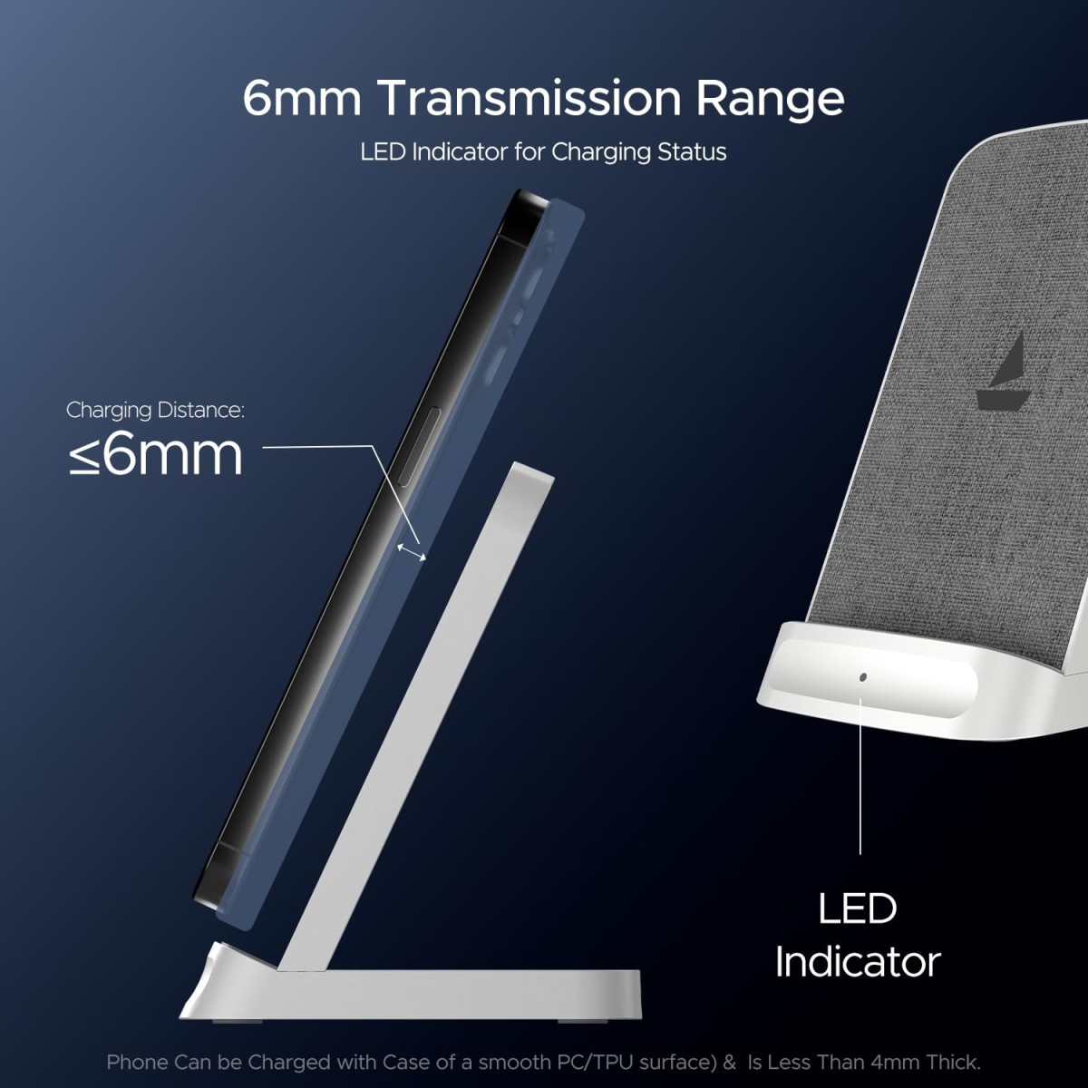 boAt Powerpod 200 Charger w/15W Wireless Charging, Power Bank, Premium Fiber Cloth Build, Dual Coils Micro USB Input, Anti-Slip Grip, 6mm (White)