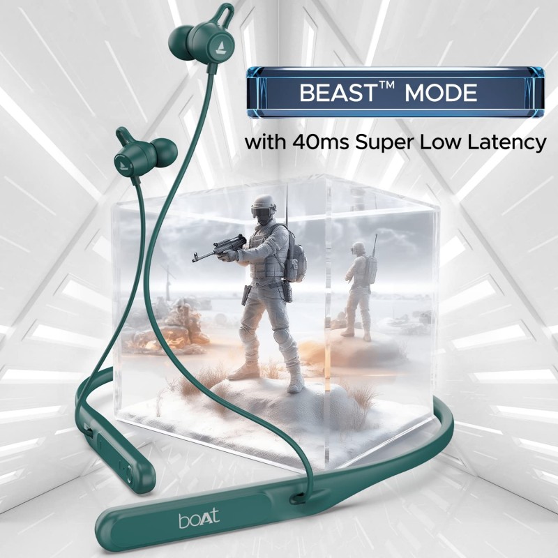 boAt Rockerz 255 Touch in Ear Neckband with Full Touch Controls, Spatial Audio, Up to 30H Playtime, ASAP Charge, Beast Mode, Enx Technology(Teal Green)