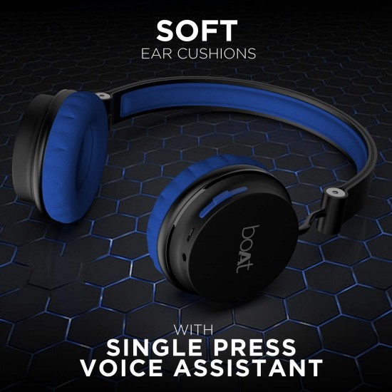 boAt Rockerz 400 Wireless Bluetooth On Ear Headphones with Mic Black-Blue