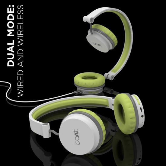 boAt Rockerz 400 Wireless Bluetooth On Ear Headphones with Mic (Grey/Green)