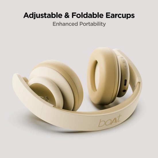 boAt rockerz 450 pro bluetooth wireless on ear headphones with mic hazel beige Renewed