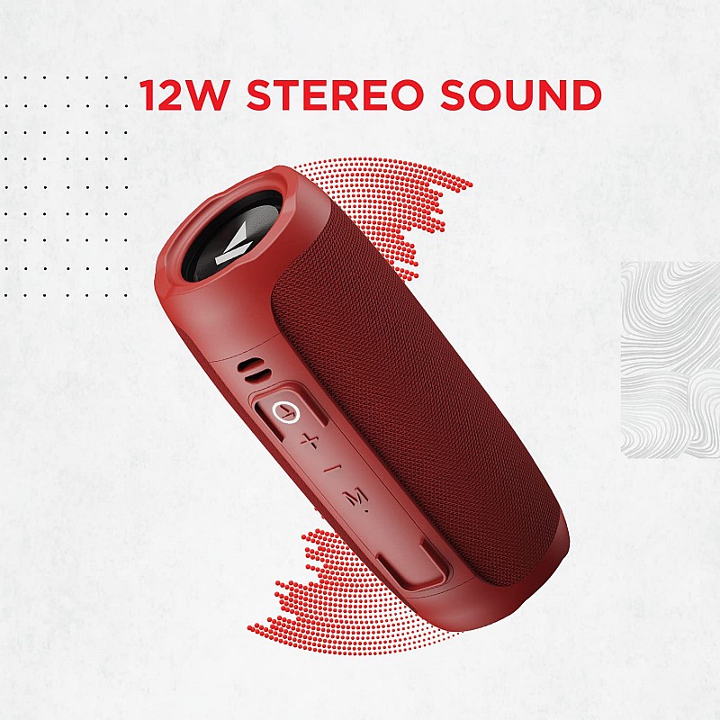 boAt Stone 620 Portable Wireless Speaker with 12W RMS Stereo Sound TWS Feature IPX4 Multi-Compatibility Modes Red