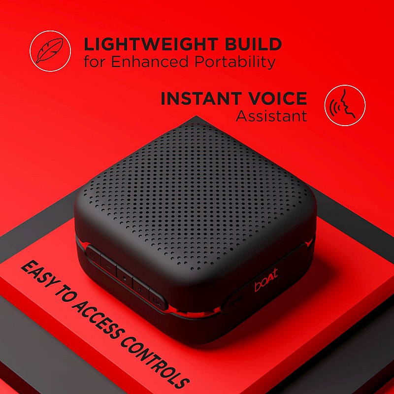 boAt Stone Cuboid with 5W RMS, Upto 5.5 Hours Playback, Multiple Connectivity, FM, IPX5 Rating and Voice Assistant (Black)