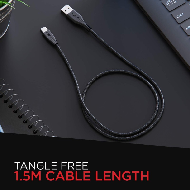 boAt Type C A325/A320 Tangle-free, Sturdy Type C Cable with 3A Rapid Charging & 480 Mbps Data Transmission Speed, Compatible with Smartphones & Tablets(Black) boAt Type C A325/A320 Tangle-free, Sturdy Type C Cable with 3A Rapid Charging & 480 Mbps Data Transmission Speed, Compatible with Smartphones & Tablets(Black)