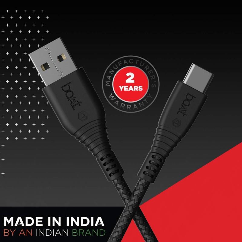 boAt Type C A325/A320 Tangle-free, Sturdy Type C Cable with 3A Rapid Charging & 480 Mbps Data Transmission Speed, Compatible with Smartphones & Tablets(Black) boAt Type C A325/A320 Tangle-free, Sturdy Type C Cable with 3A Rapid Charging & 480 Mbps Data Transmission Speed, Compatible with Smartphones & Tablets(Black)