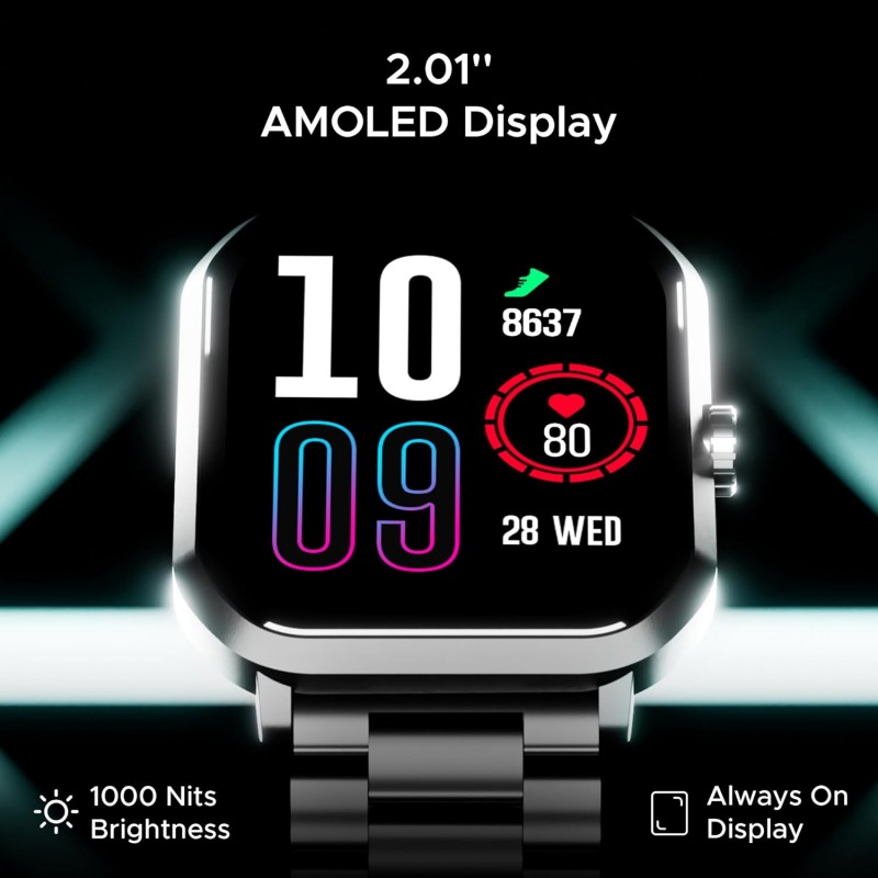 boAt Ultima Select Smart Watch w/ 2.01" (5.1 cm) AMOLED Display, Advanced BT Calling, Functional Crown, Always on Display, 100+ Sports Mode, IP68, HR & Blood Oxygen Monitoring(Steel Black) boAt Ultima Select Smart Watch w/ 2.01" (5.1 cm) AMOLED Display, Advanced BT Calling, Functional Crown, Always on Display, 100+ Sports Mode, IP68, HR & Blood Oxygen Monitoring(Steel Black)