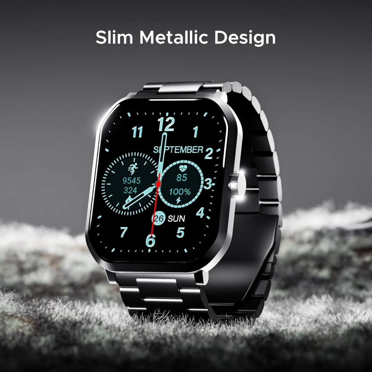 boAt Ultima Select Smart Watch w/ 2.01" (5.1 cm) AMOLED Display, Advanced BT Calling, Functional Crown, Always on Display, 100+ Sports Mode, IP68, HR & Blood Oxygen Monitoring(Steel Black)