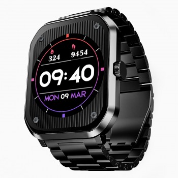 boAt Ultima Select Smart Watch w/ 2.01" (5.1 cm) AMOLED Display, Advanced BT Calling, Functional Crown, Always on Display, 100+ Sports Mode, IP68, HR & Blood Oxygen Monitoring(Steel Black)
