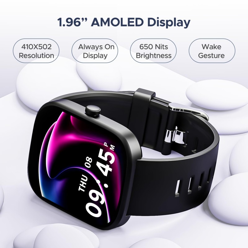 boAt Wave Convex 1.96" (4.9 cm) AMOLED Display, Advanced Bluetooth Calling, Coins, DIY Watch Face Studio, Female Wellness, Energy & Sleep Score, IP67, Smart Watch for Men & Women(Active Black) boAt Wave Convex 1.96" (4.9 cm) AMOLED Display, Advanced Bluetooth Calling, Coins, DIY Watch Face Studio, Female Wellness, Energy & Sleep Score, IP67, Smart Watch for Men & Women(Active Black)