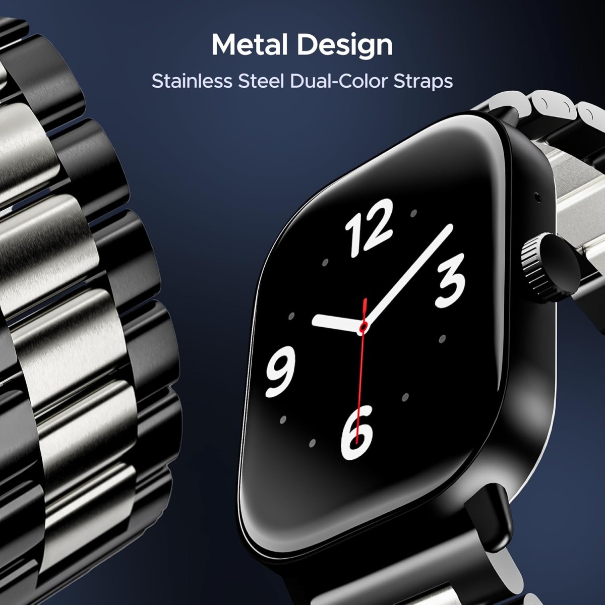 boAt Wave Spectra w/ 2.04" (6 cm) AMOLED Display, BT Calling, Functional Crown, Metal Built, Always-on Display, Animated Watch Faces, Smart Watch for Men & Women(Steel Black)