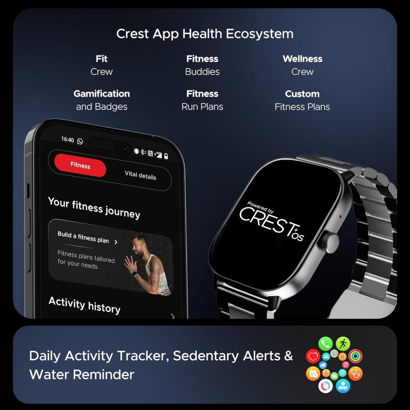 boAt Wave Spectra w/ 2.04" (6 cm) AMOLED Display, BT Calling, Functional Crown, Metal Built, Always-on Display, Animated Watch Faces, Smart Watch for Men & Women(Steel Black) boAt Wave Spectra w/ 2.04" (6 cm) AMOLED Display, BT Calling, Functional Crown, Metal Built, Always-on Display, Animated Watch Faces, Smart Watch for Men & Women(Steel Black)